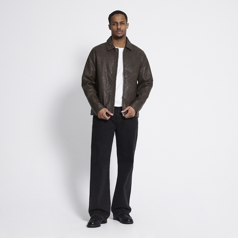 Faux leather jacket "Blank" Dark Brown